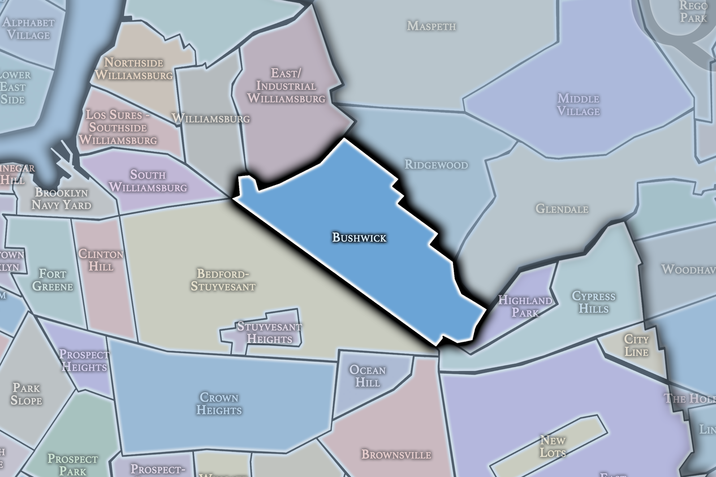 Bushwick neighborhood map — We Pipe LLC service area