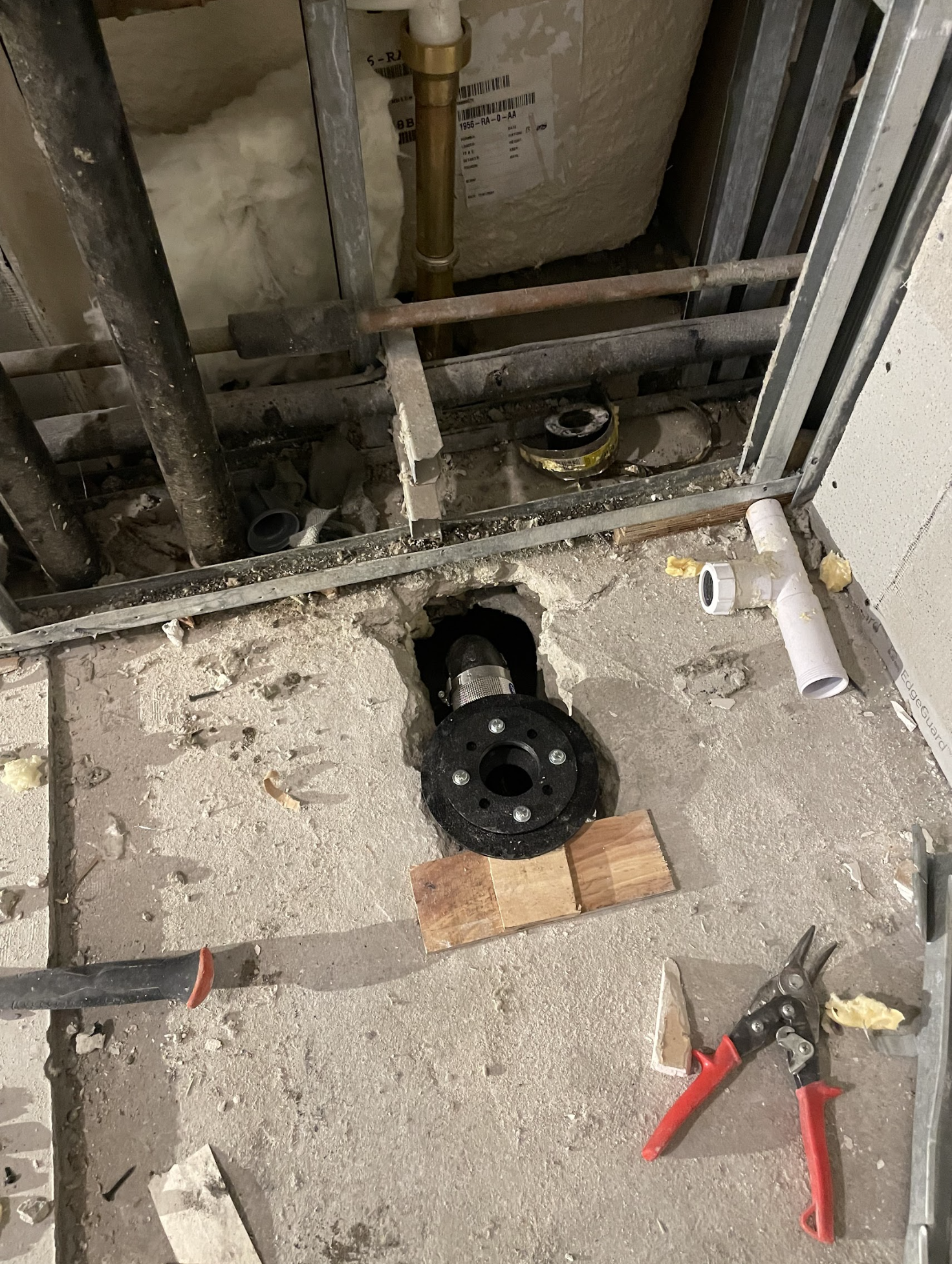 Shower rough-in copper supply lines in wall cavity of a Bushwick row house during tub-to-shower conversion by We Pipe LLC