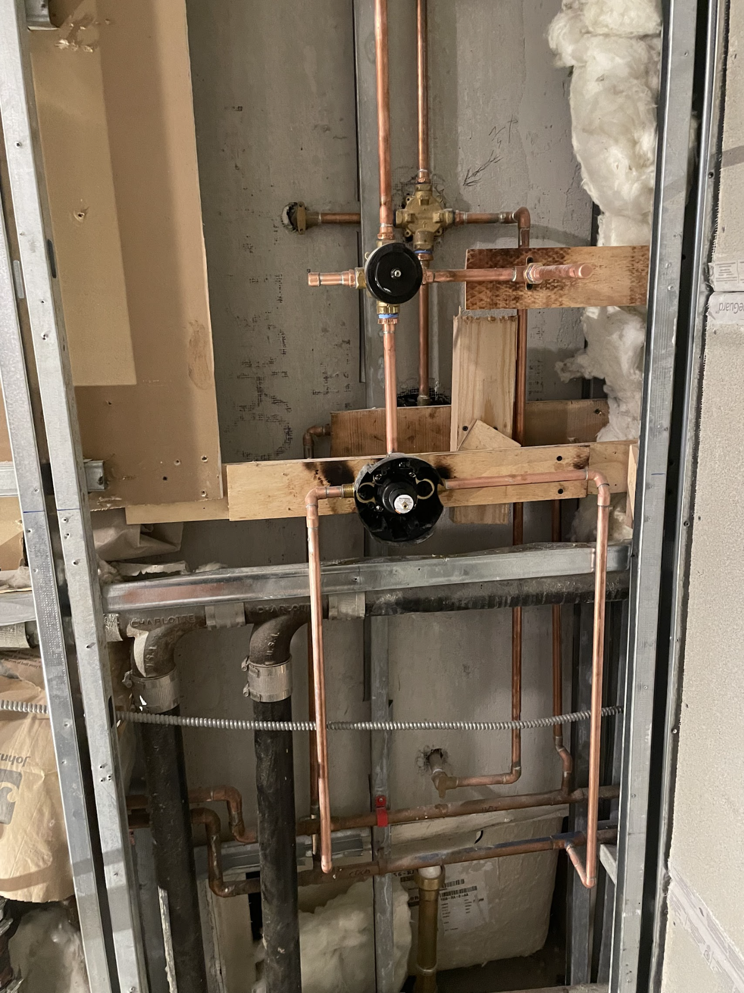 Completed bathroom gut renovation in Maspeth Queens, new vanity, vessel sink, and toilet after full replumb of a 1930s row house by We Pipe LLC